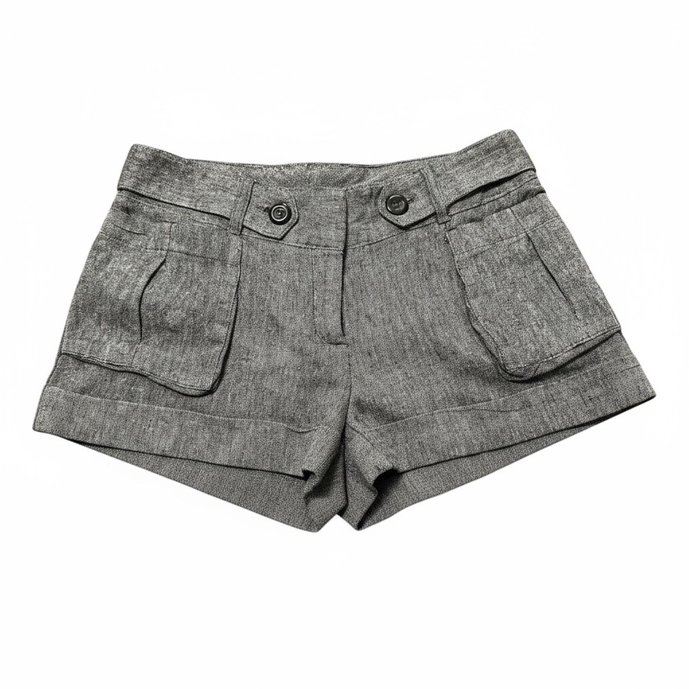 Womens Gray Shorts Career Wear Pocketed High Waist Dressy Casual